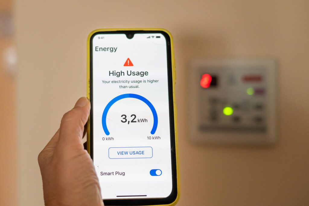 Smartphone demonstrating Smart HVAC System monitoring